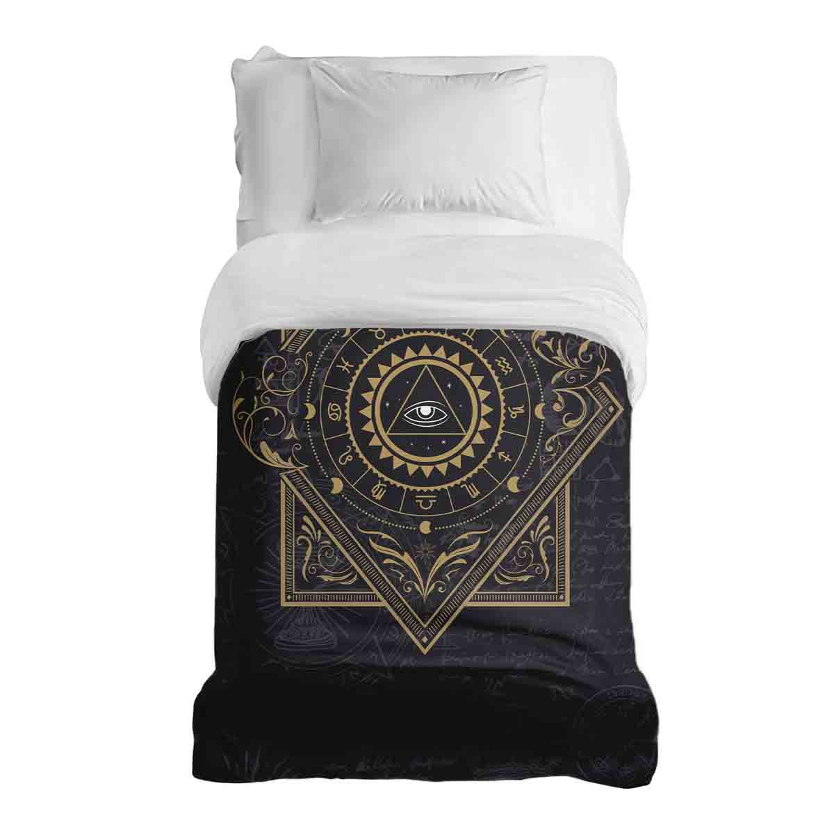 Couverture thérapeutique originale - Housse en coton noir Mandala mystique
