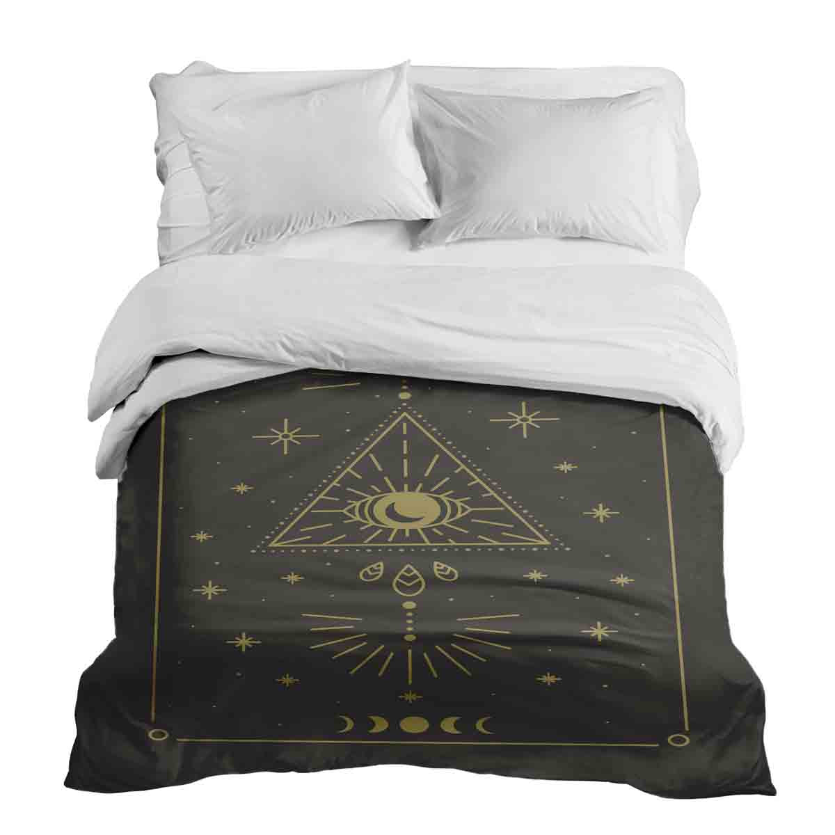 Couverture thérapeutique originale - Housse en coton noire Soleil et Cosmos