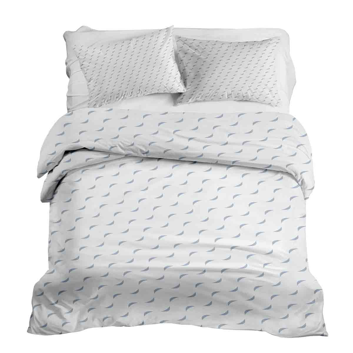Couette thérapeutique ensemble de literie blanc avec vagues bleues