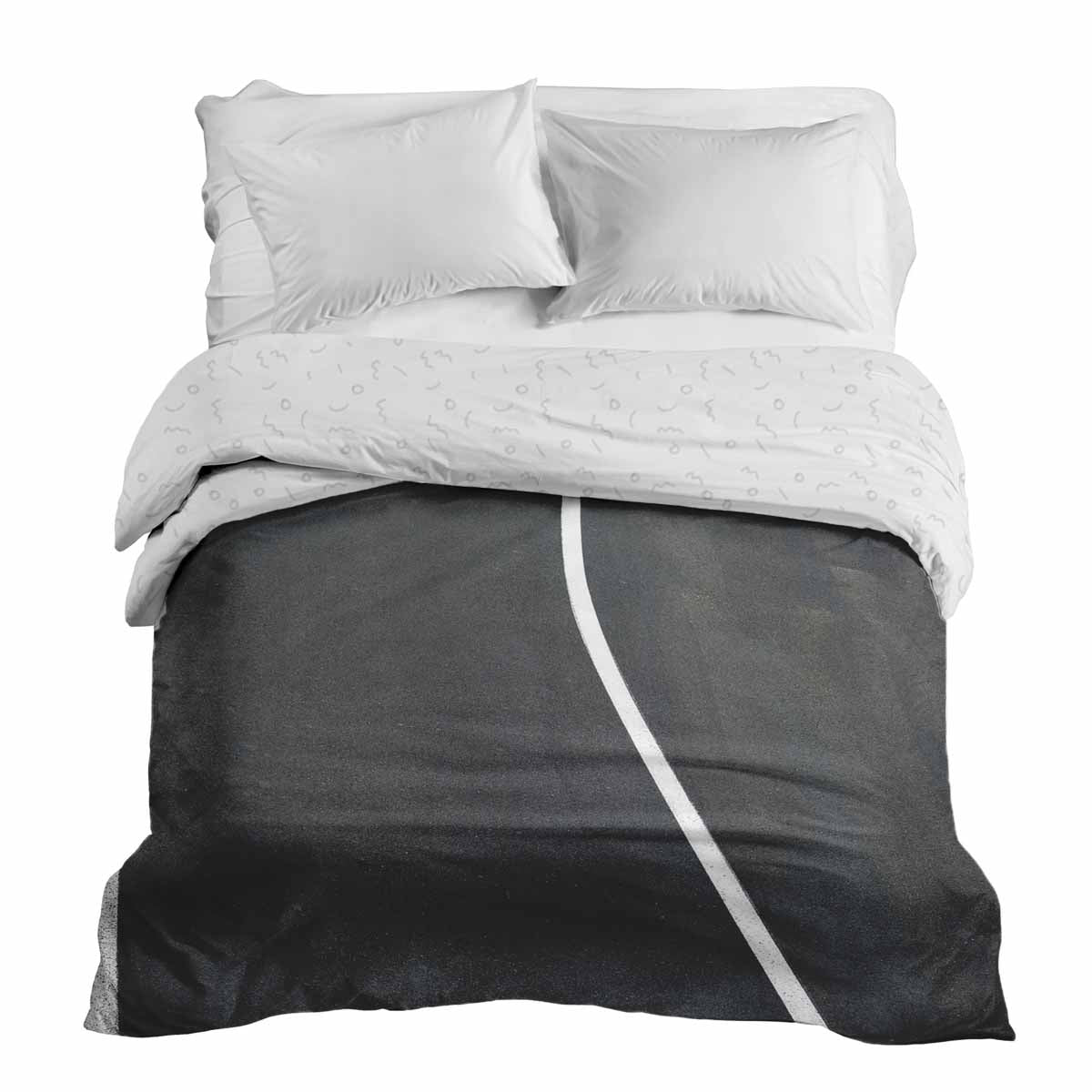 Couverture thérapeutique originale - Housse en coton gris foncé avec rayure blanche