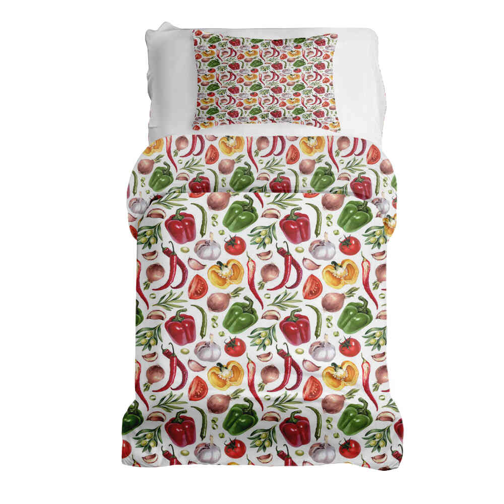 Couverture Thérapeutique Originale TD - Ensemble de Literie en Coton avec Légumes