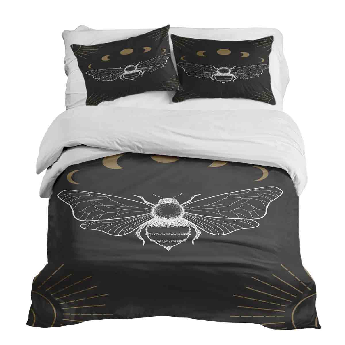 Original Therapiedecke - Ensemble de literie en coton Noir avec Papillon de Nuit