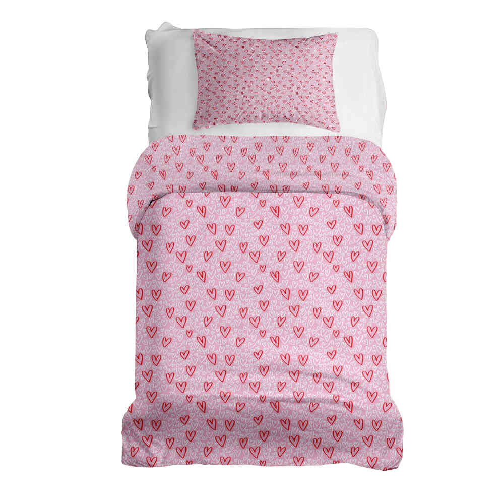Original Therapiedecke - Ensemble de literie en coton Cœurs rose et rouge