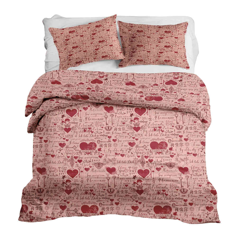 Original Therapiedecke - Ensemble de literie en coton Rose Je t'aime