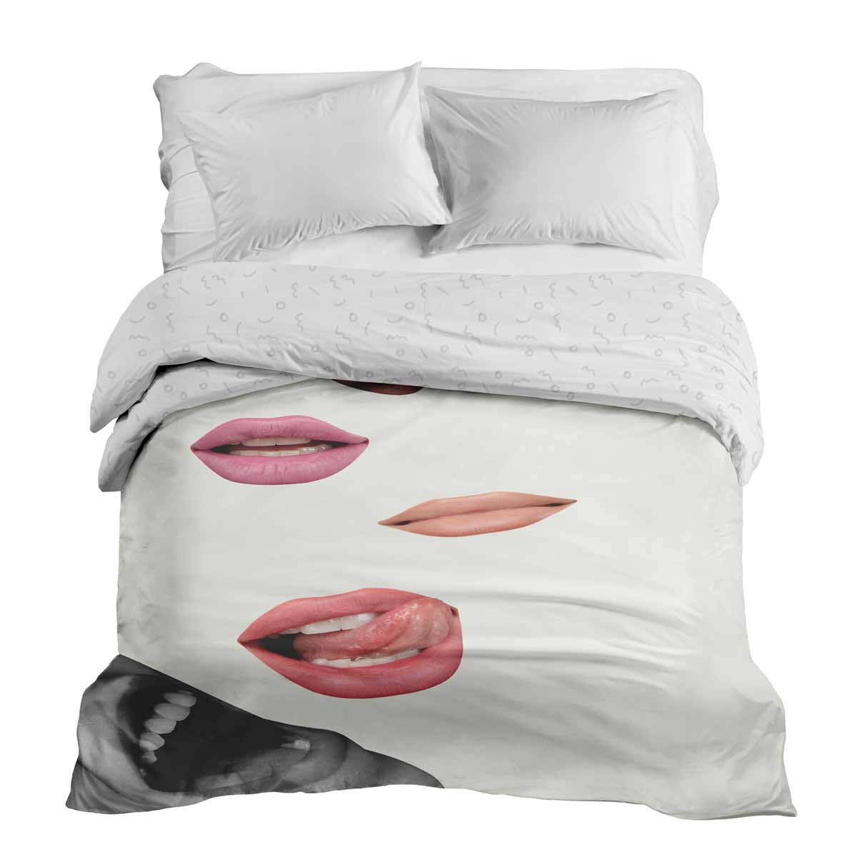 Couverture thérapeutique originale - Housse en coton blanc avec lèvres