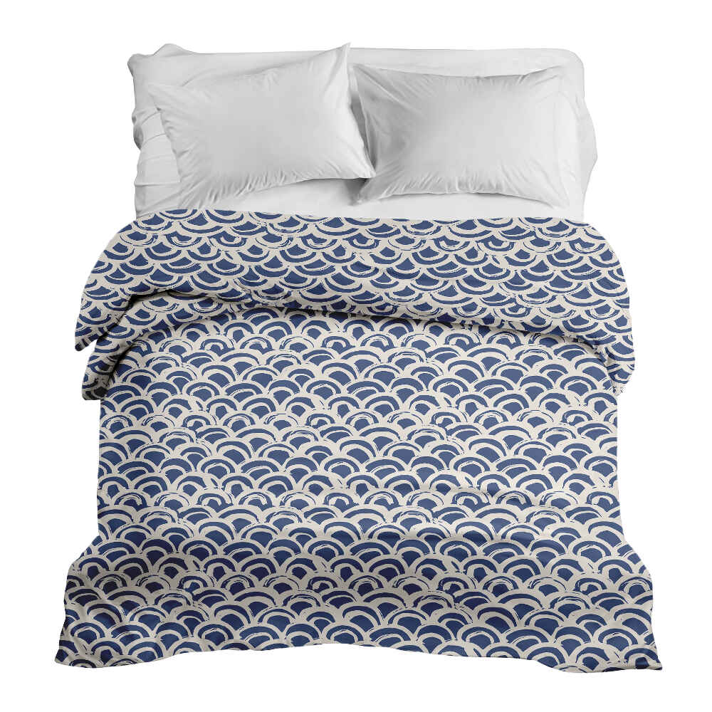 Couverture thérapeutique originale - Housse en coton motif vagues bleues