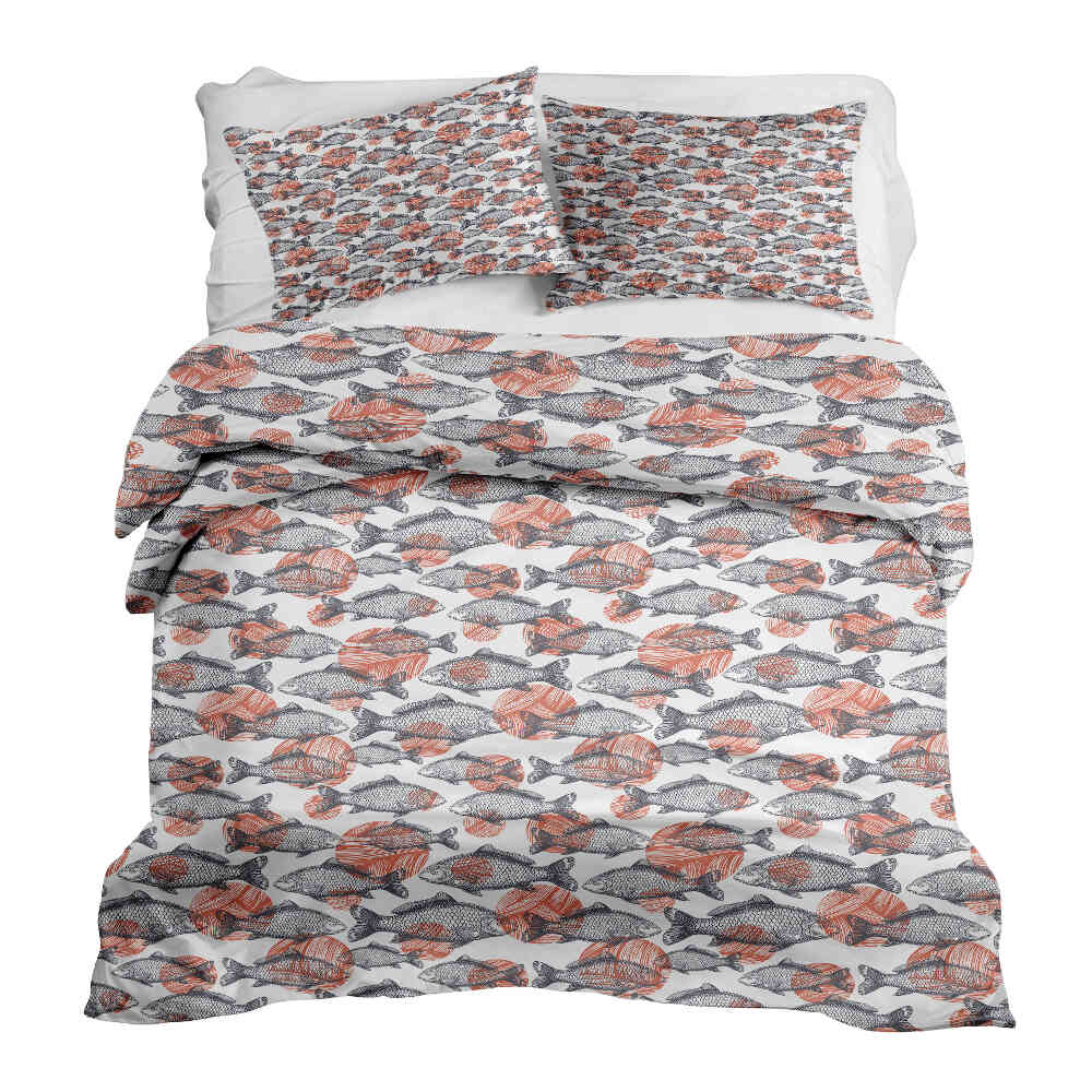 Original Therapiedecke - Ensemble de literie en coton Poissons gris