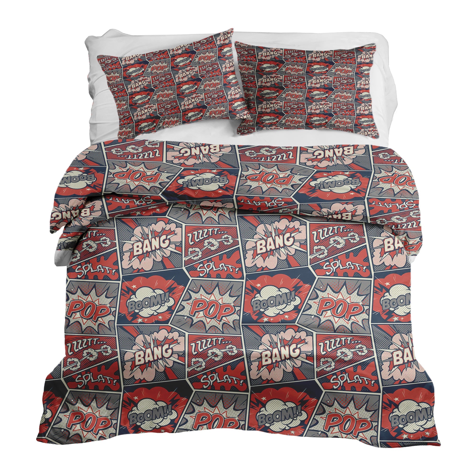 Couverture Thérapeutique Originale TD - Ensemble de Literie en Coton Rouge avec Bande Dessinée