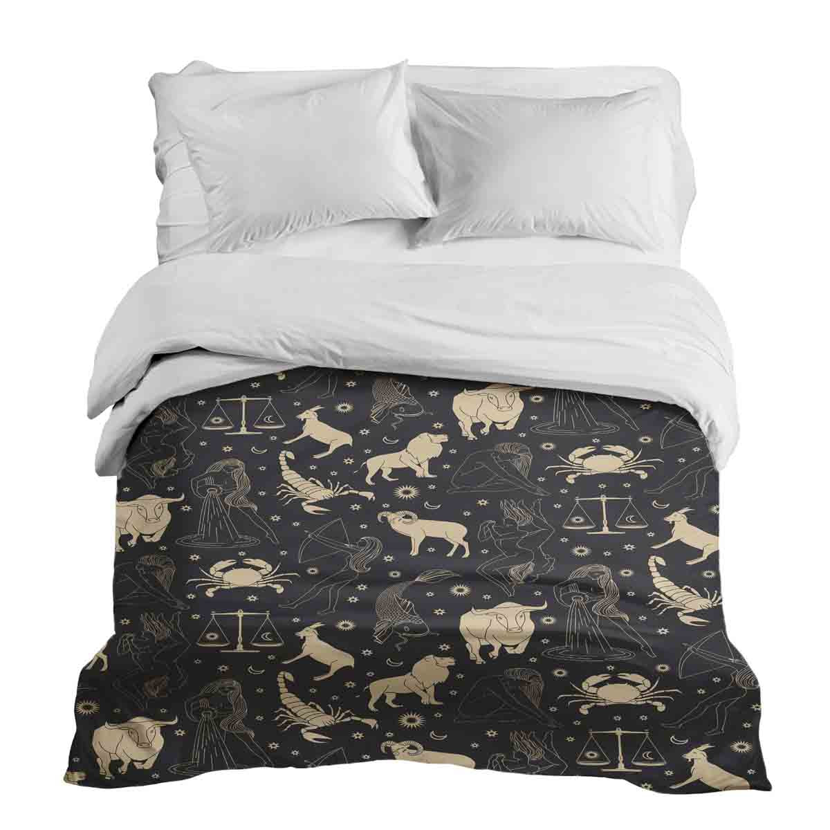Couverture thérapeutique originale - Housse en coton noire avec constellations