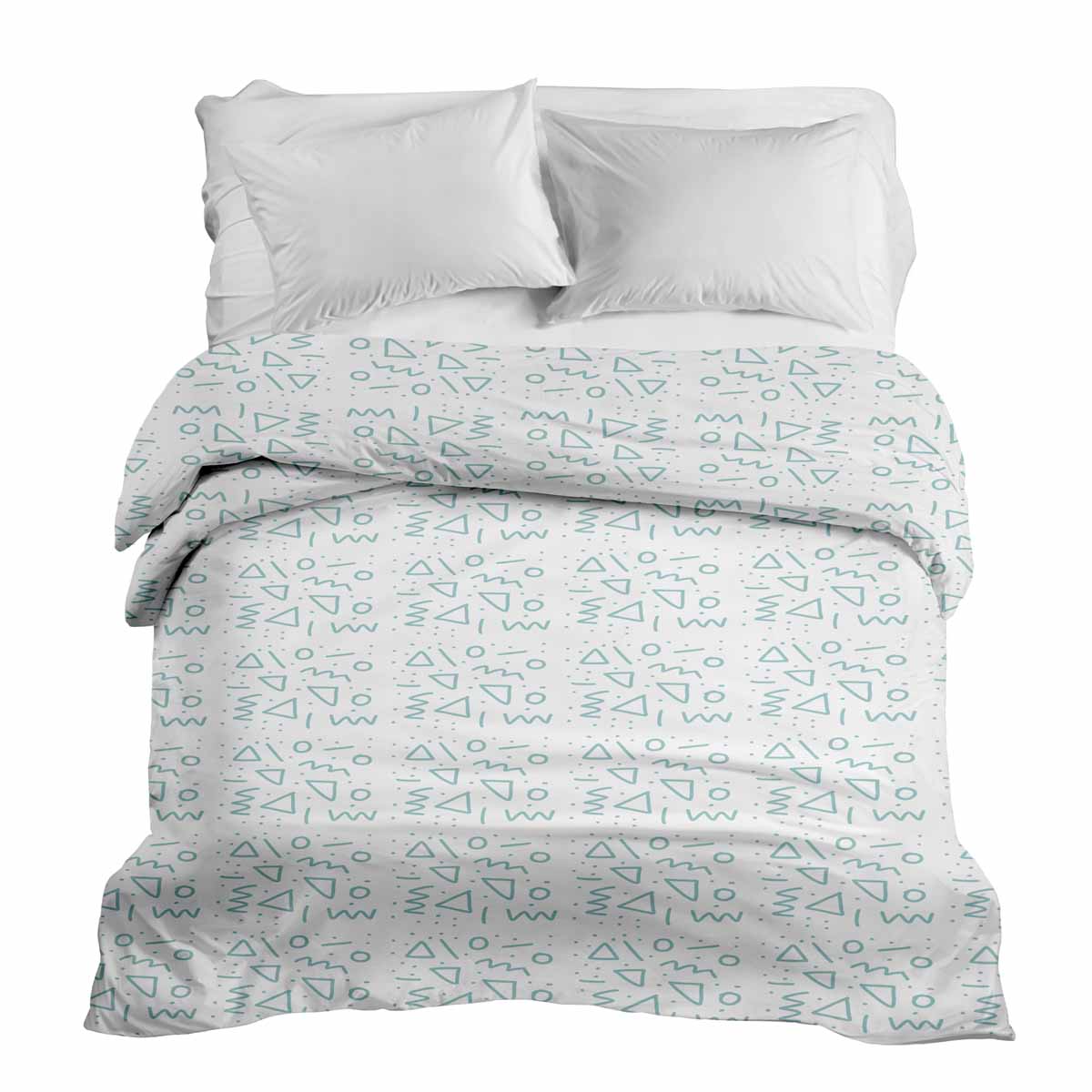 Couverture thérapeutique originale - Housse en coton blanc avec formes bleues