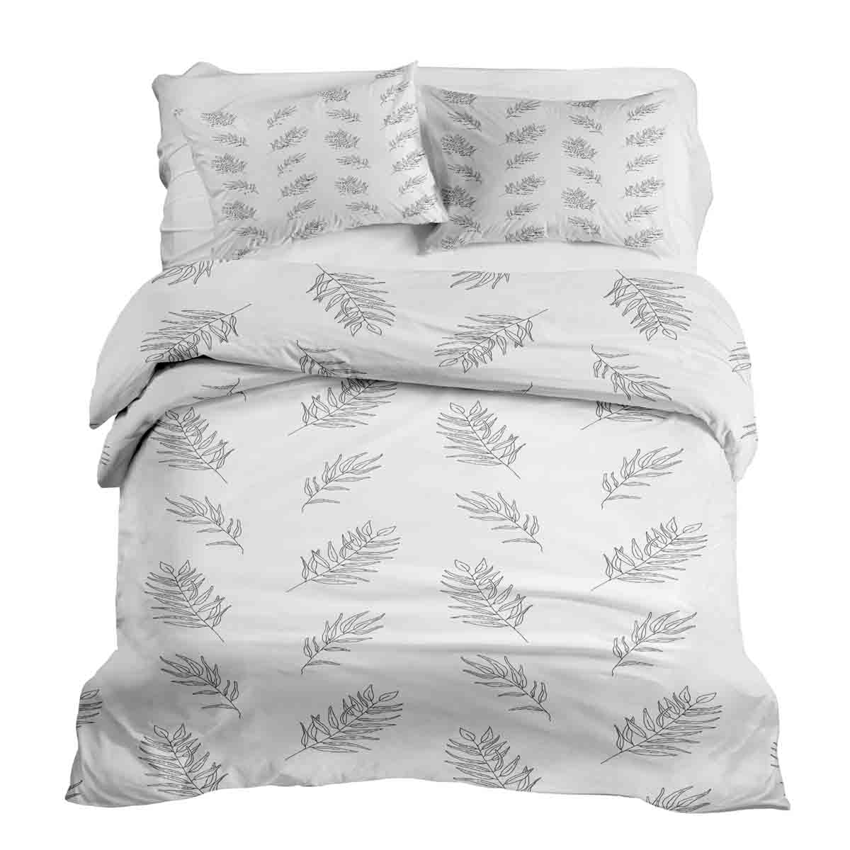 Ensemble de literie avec couverture thérapeutique blanc avec branches grises