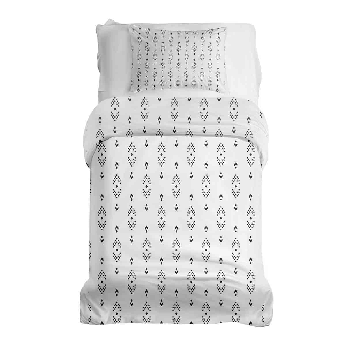 Ensemble de literie avec couverture thérapeutique blanc avec motif de flèches noires