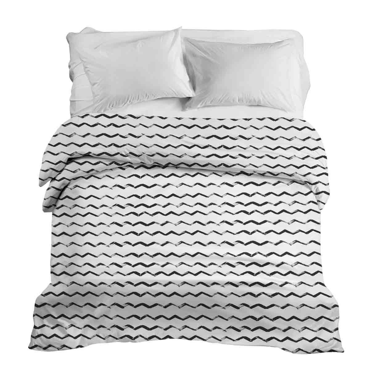 Couverture thérapeutique originale - Housse en coton blanc Zigzag