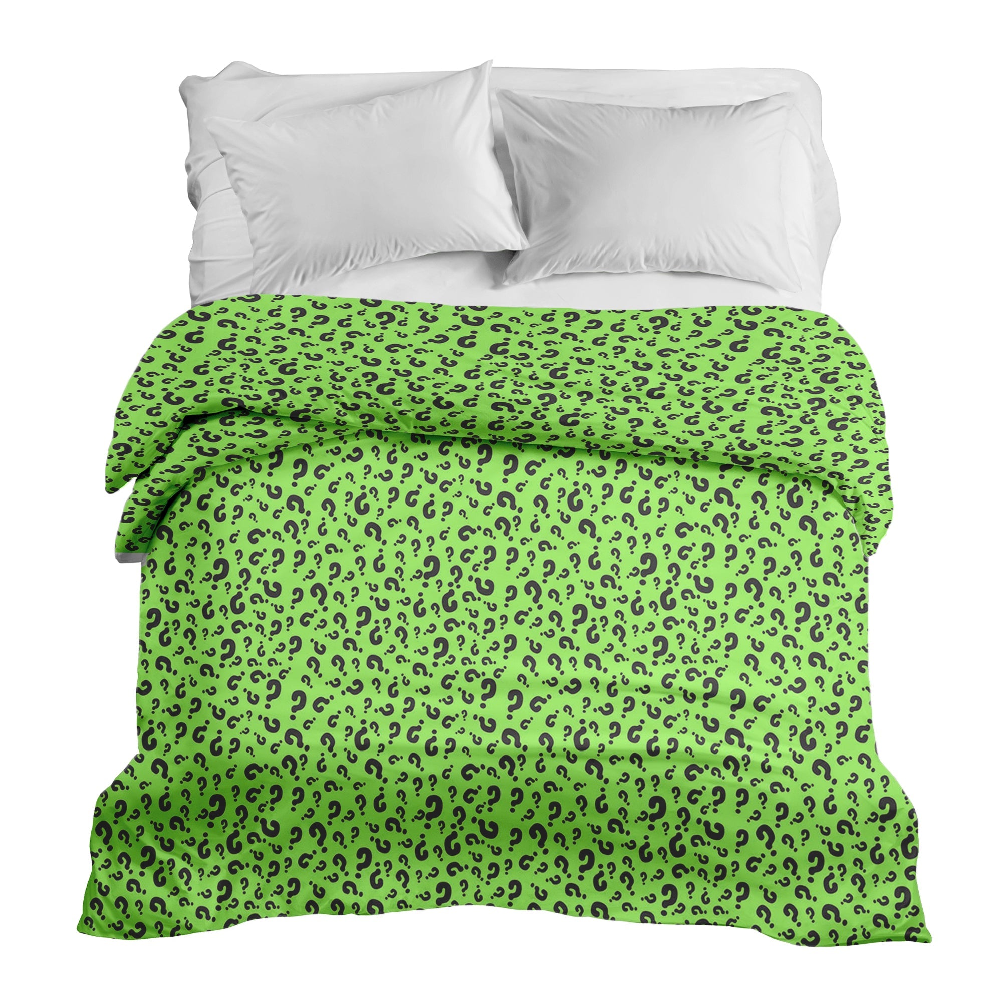 Couverture thérapeutique originale - Housse en coton vert clair avec point d'interrogation