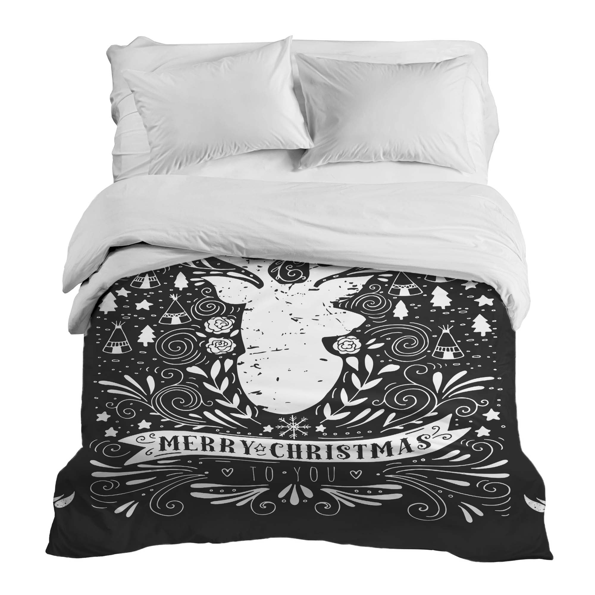 Couverture thérapeutique originale - Housse en coton noire Joyeux Noël