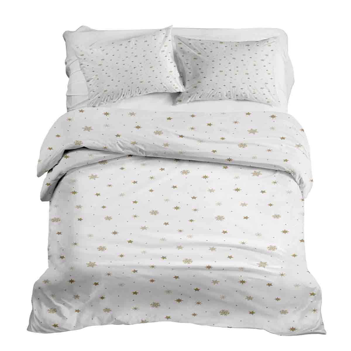 Ensemble de literie avec couverture thérapeutique blanc avec étoiles dorées
