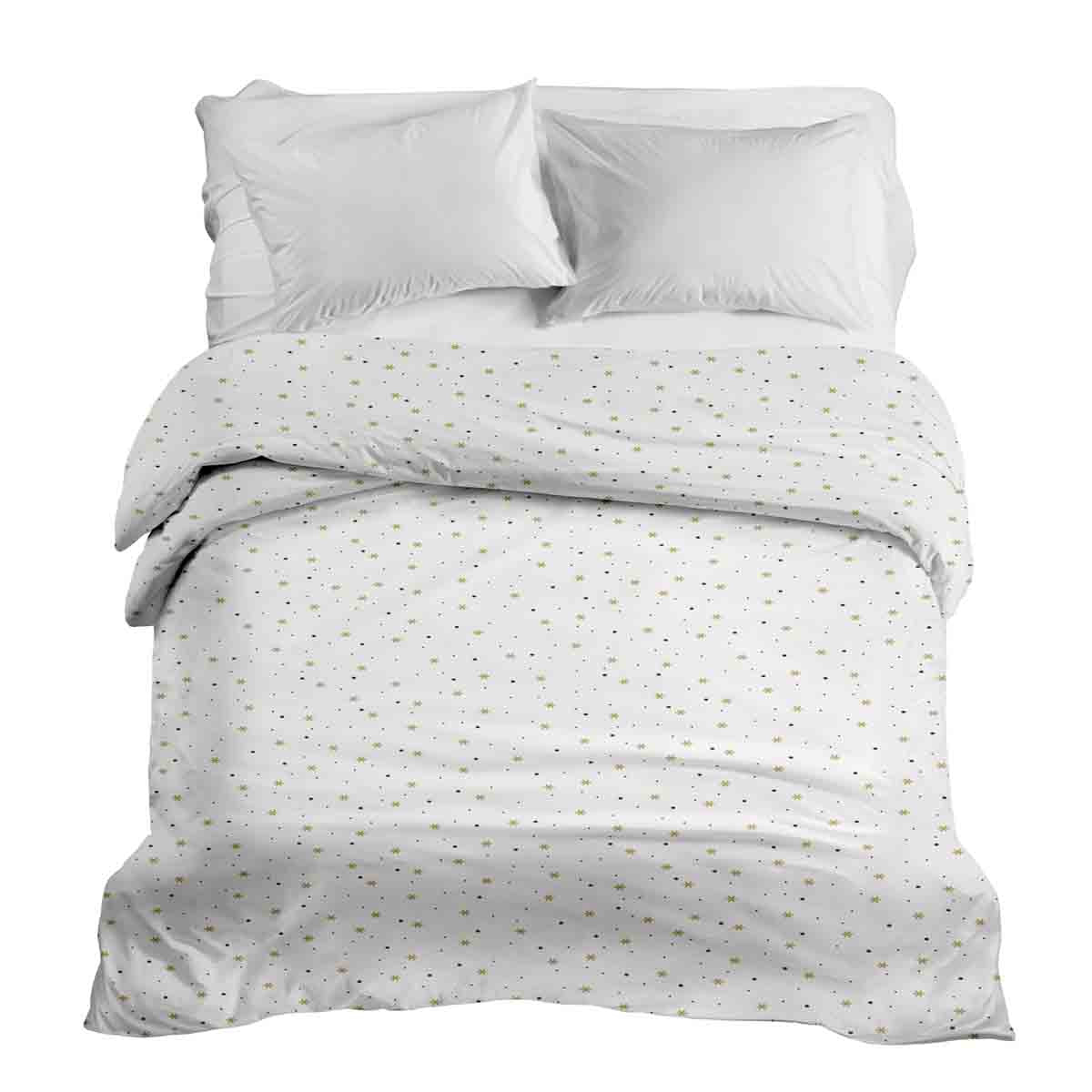 Couverture thérapeutique originale - Housse en coton blanc avec étoiles et points