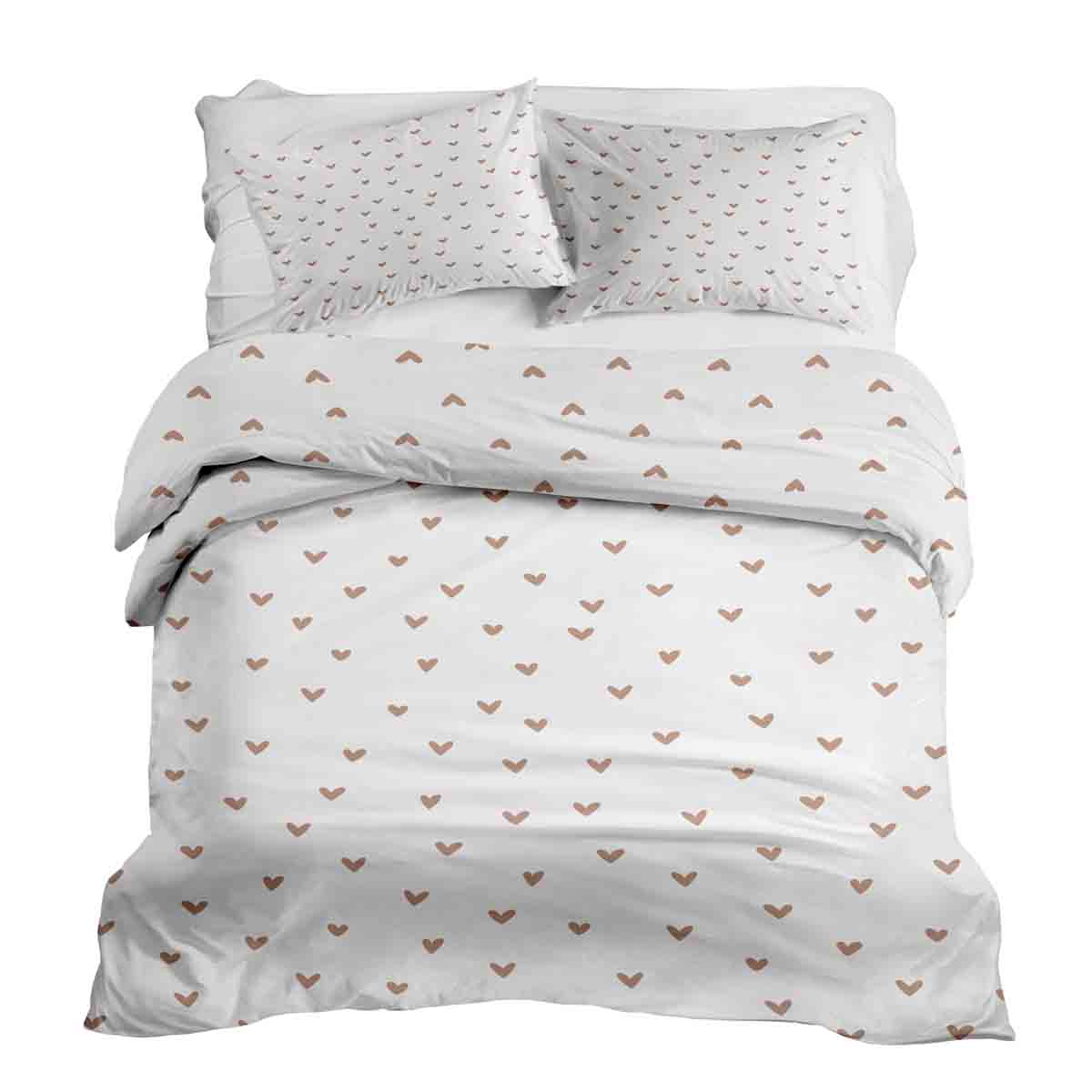 Couette thérapeutique Ensemble de literie blanc avec petits cœurs