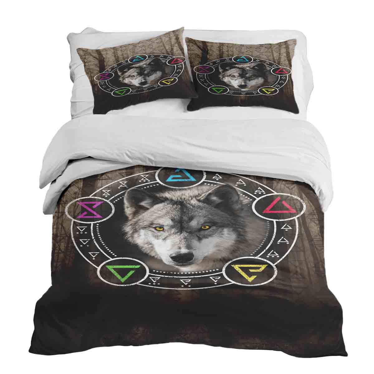 Original Therapiedecke - Ensemble de literie en coton marron avec loup
