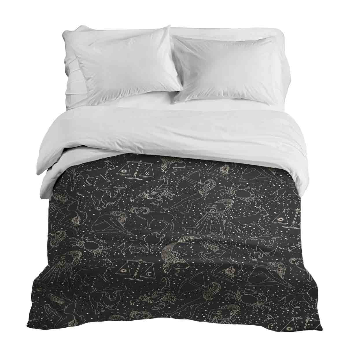 Couverture thérapeutique originale - Housse en coton noire Horoscope