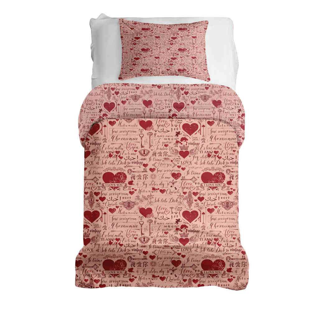 Original Therapiedecke - Ensemble de literie en coton Rose Je t'aime