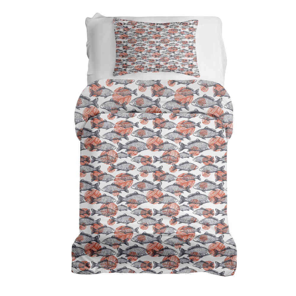Original Therapiedecke - Ensemble de literie en coton Poissons gris