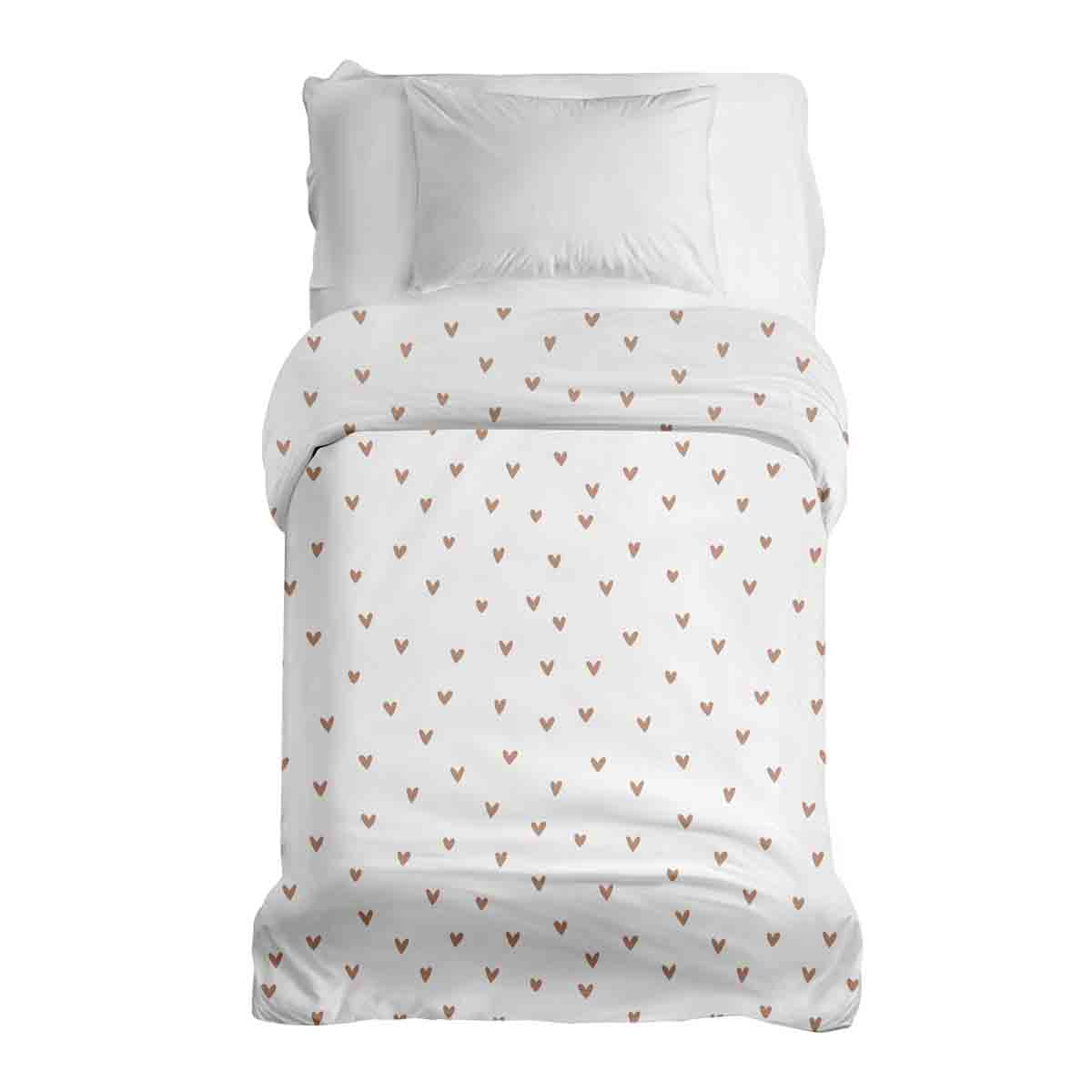 Couverture thérapeutique originale - Housse en coton blanche avec petits cœurs
