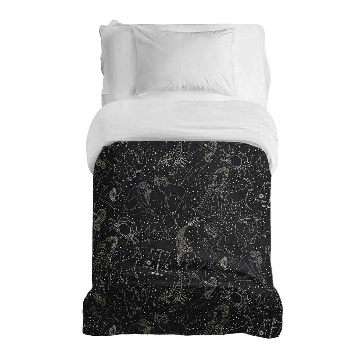 Couverture thérapeutique originale - Housse en coton noire Horoscope