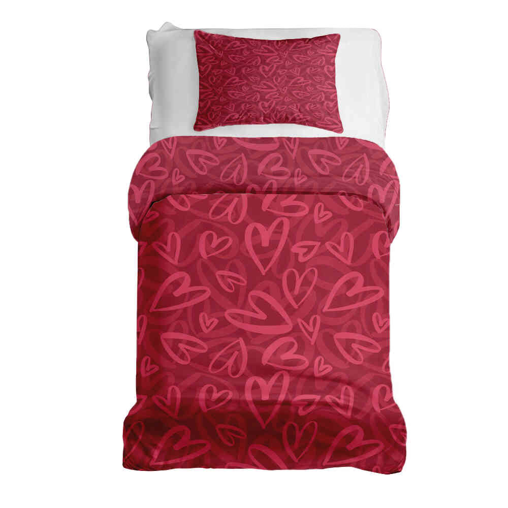 Original Therapiedecke - Ensemble de literie en coton Rouge avec motif cœur rose