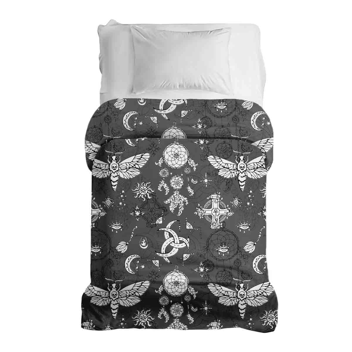 Couverture thérapeutique originale - Housse en coton noire Libellule effrayante