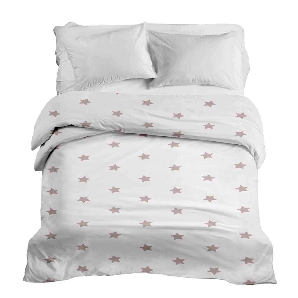 Couverture thérapeutique originale - Housse en coton blanche avec étoiles roses