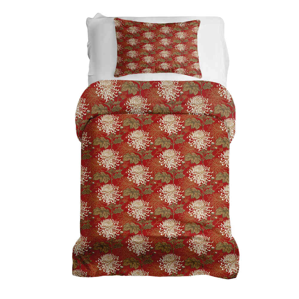 Original Therapiedecke - Ensemble de literie en coton Rouge grande fleur