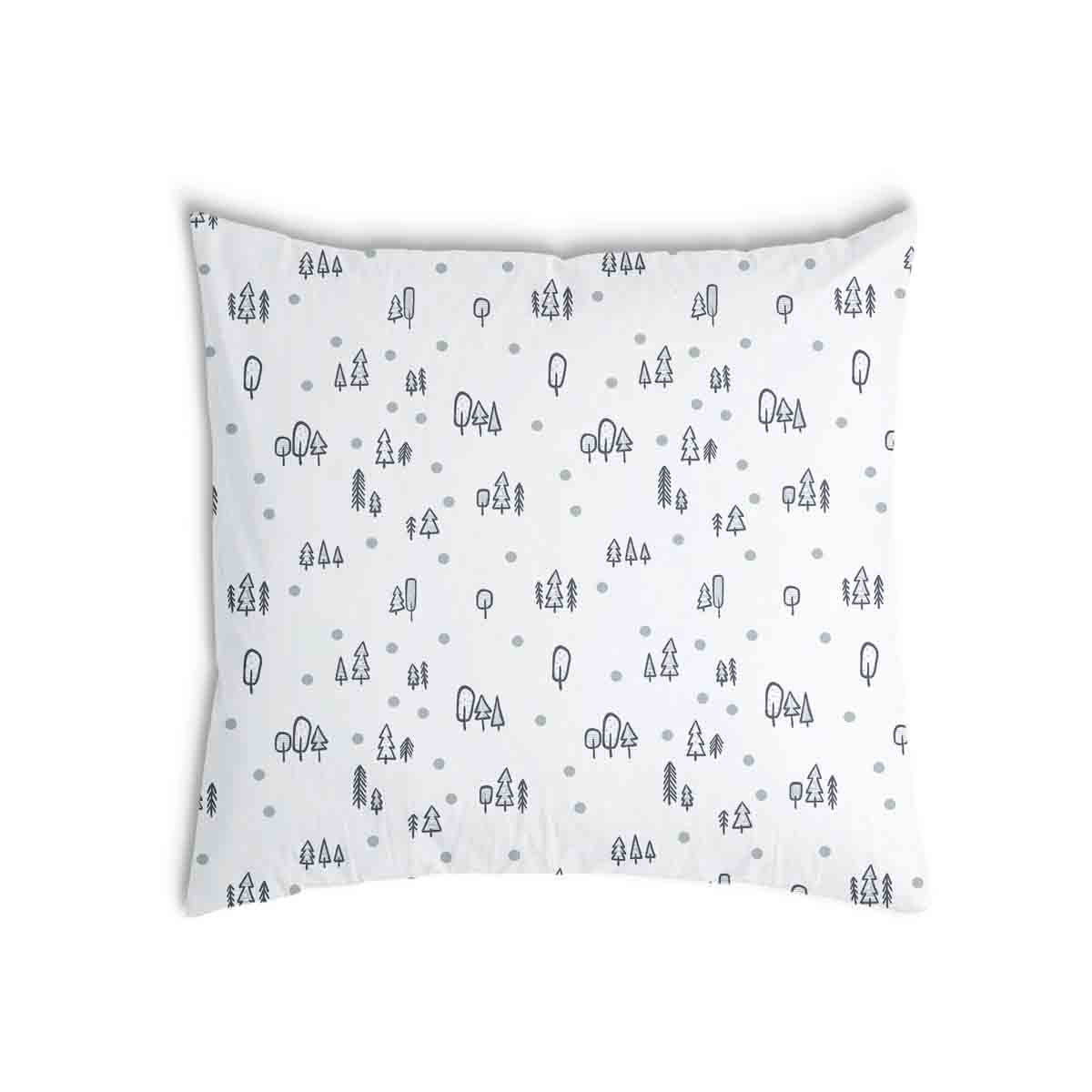 Coussin de santé blanc avec des points et des arbres