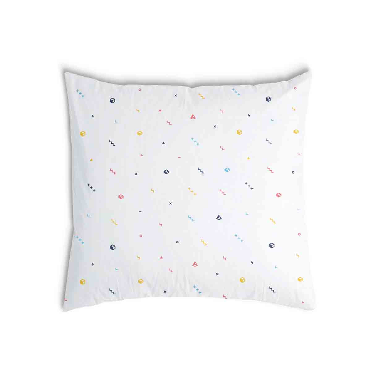 Coussin de santé blanc avec formes colorées