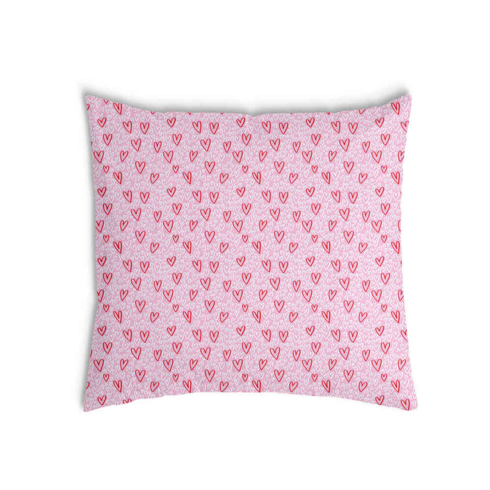 Coussin de santé rose avec des cœurs rouges