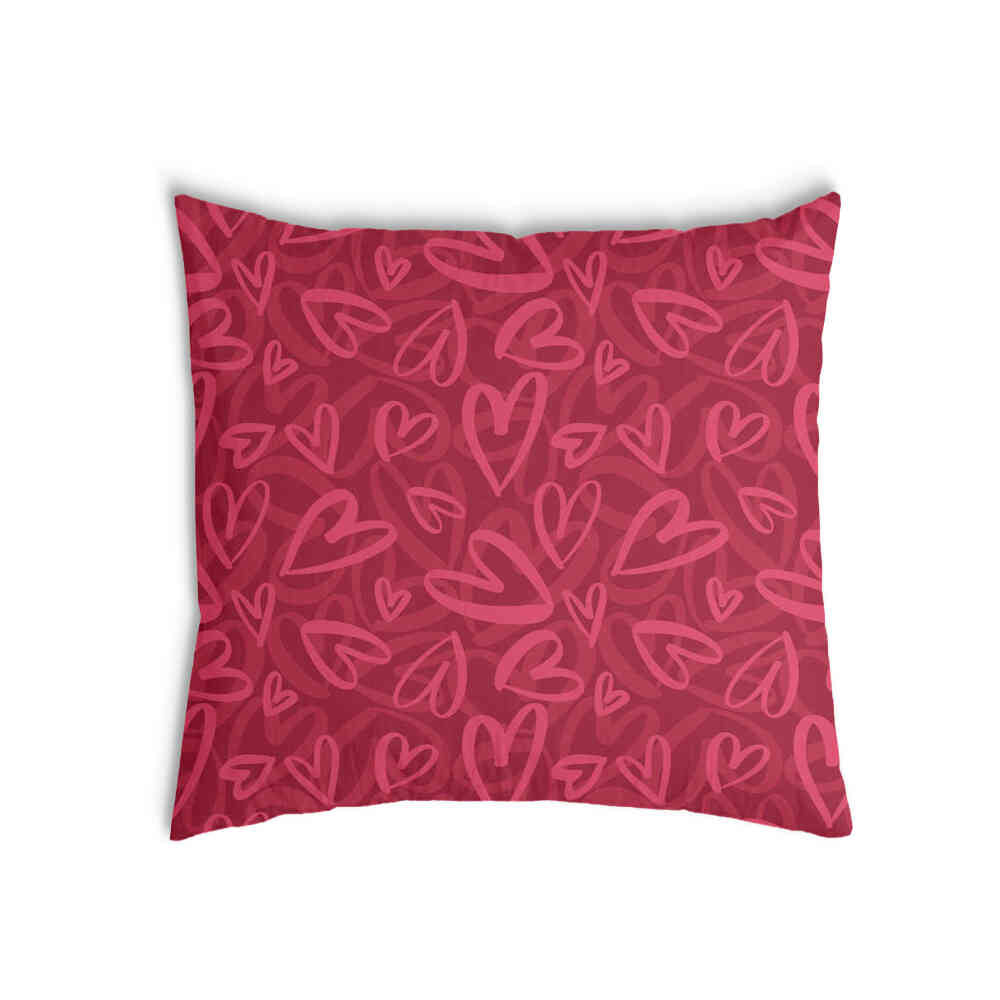 Coussin de santé rouge avec motif cœur rose