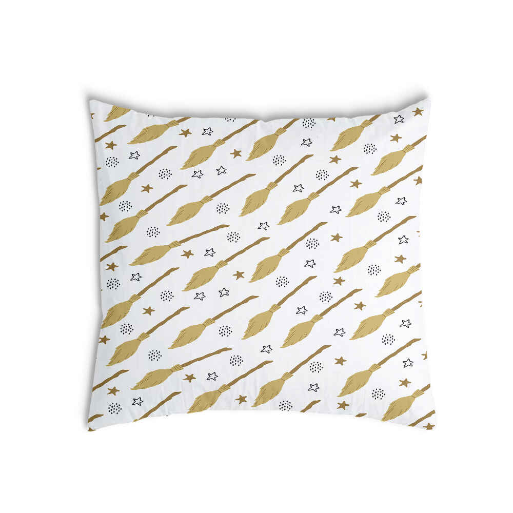 Coussin de santé blanc avec le balai de Harry