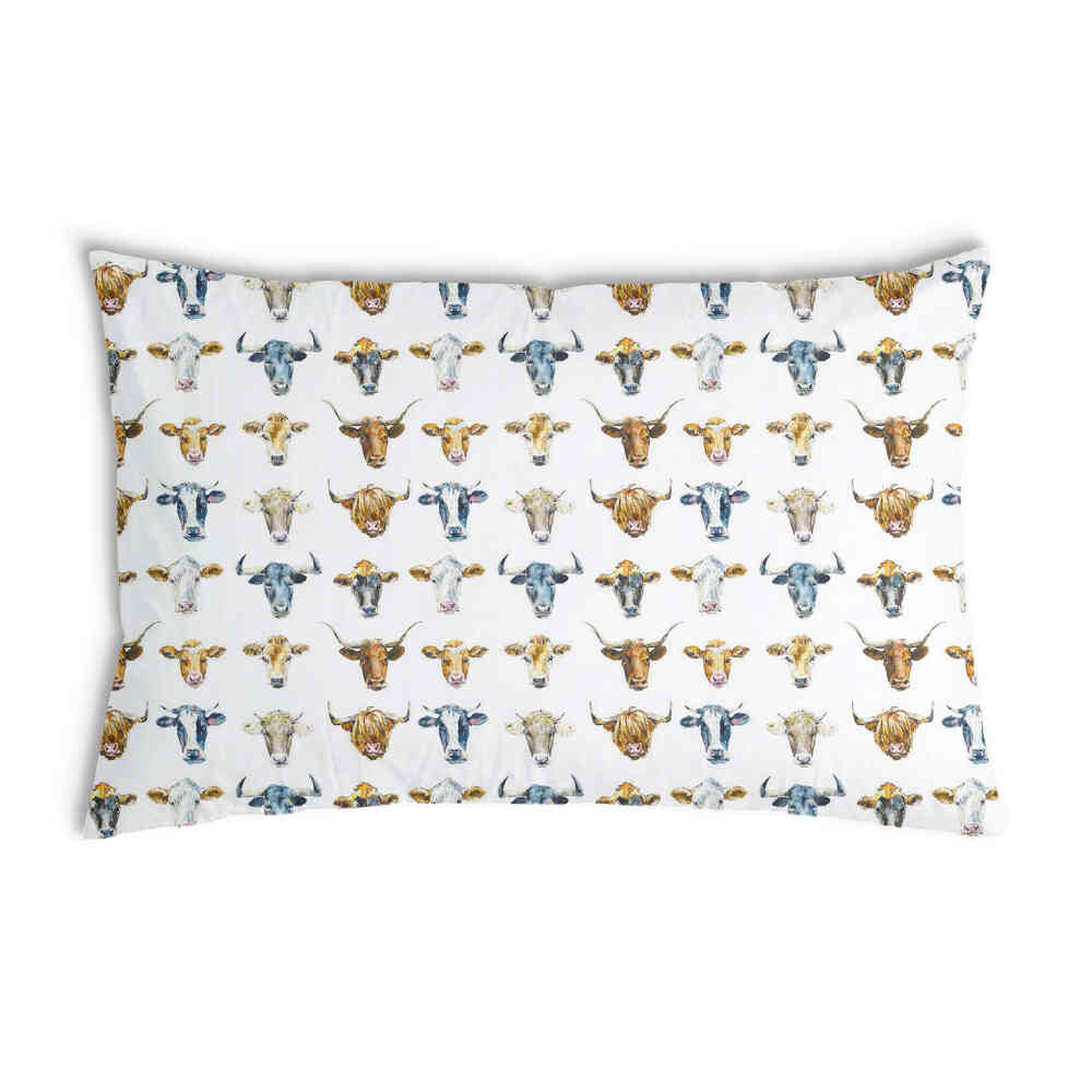 Coussin de santé blanc avec têtes de taureau
