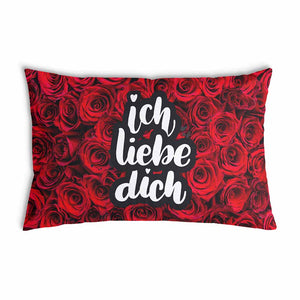 Coussin de santé avec housse en coton roses "Je t'aime"