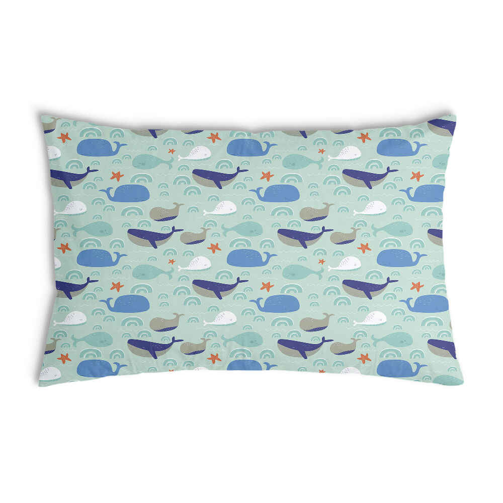 Coussin de santé vert avec des baleines