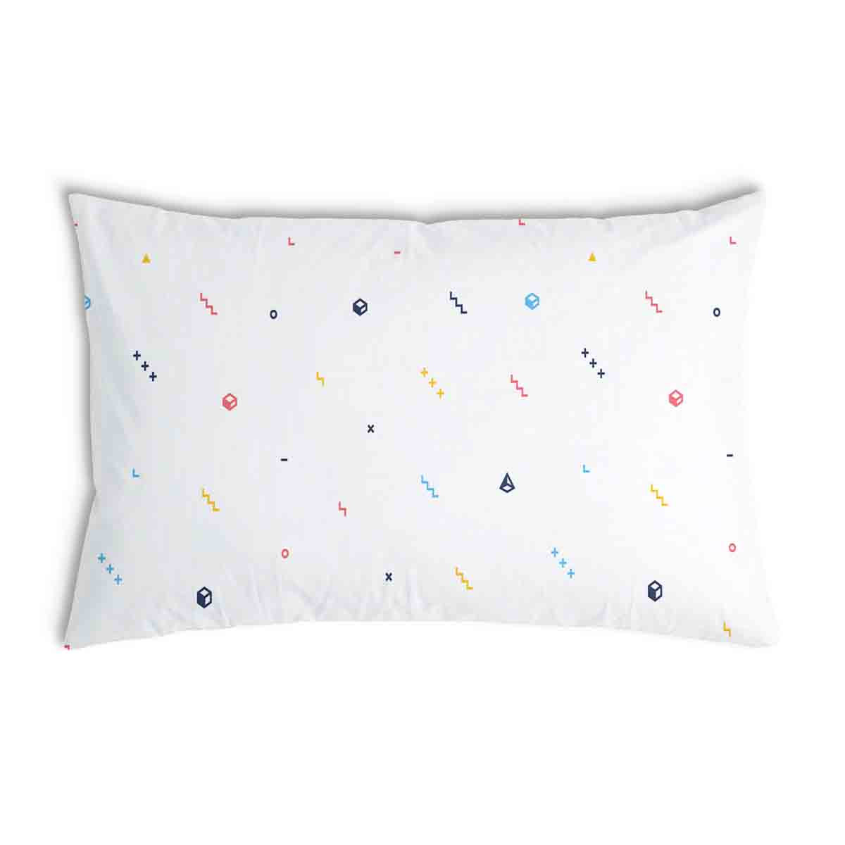 Coussin de santé blanc avec formes colorées