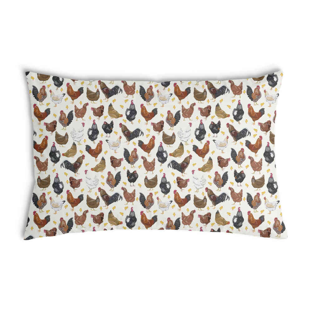 Coussin de santé blanc avec beaucoup de poulets