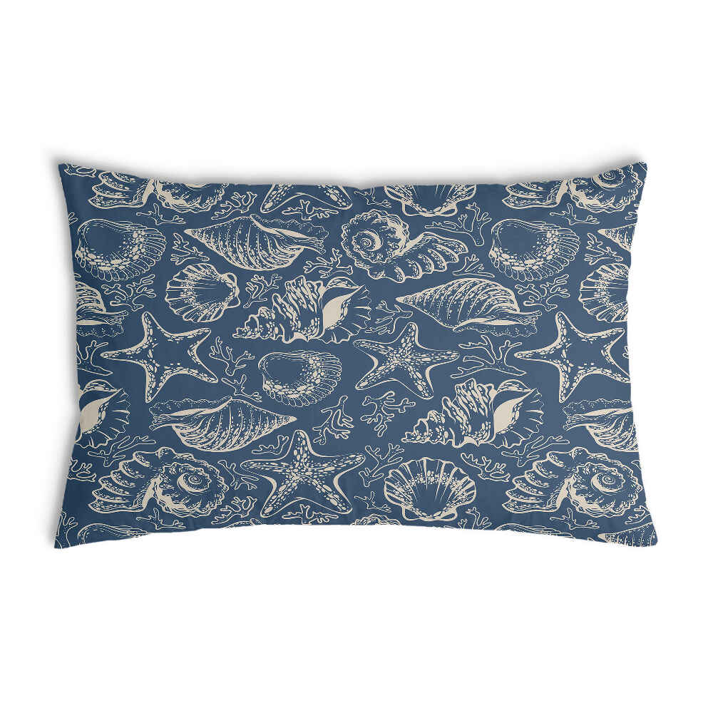 Coussin de santé bleu avec coquillages
