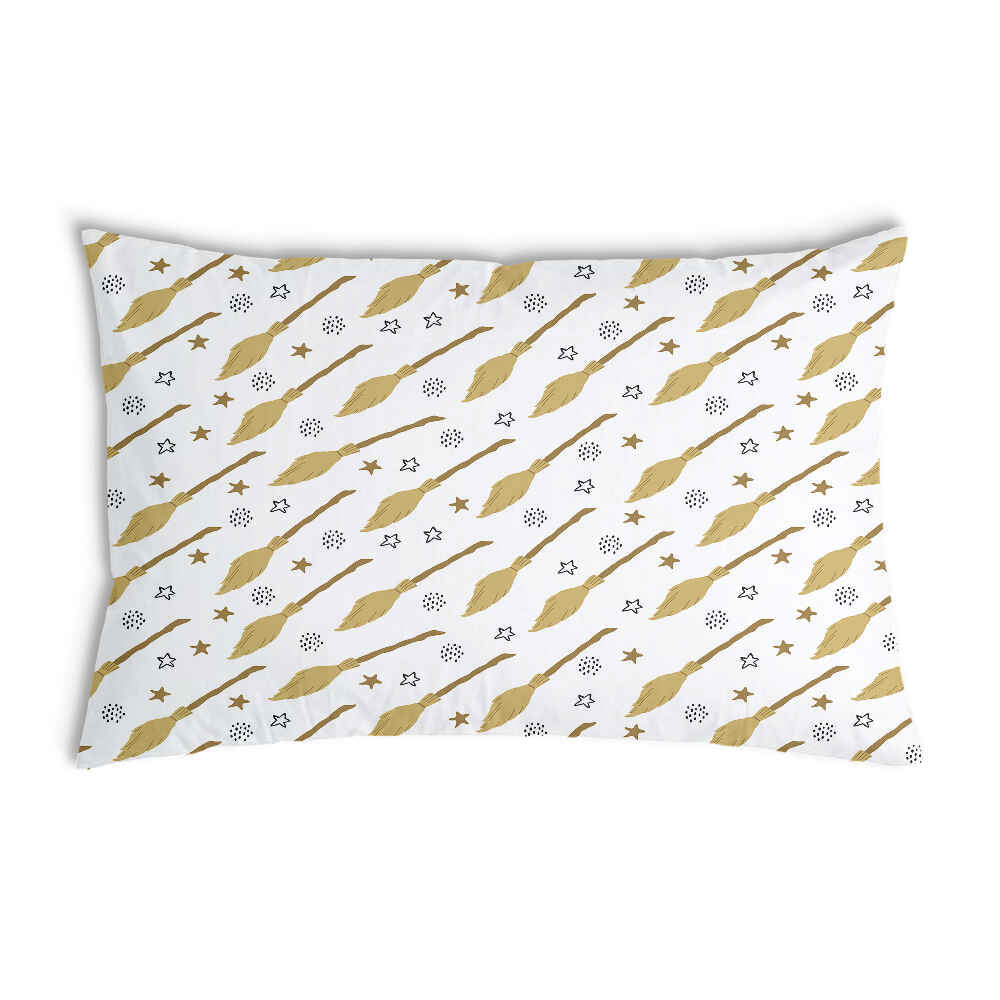 Coussin de santé blanc avec le balai de Harry