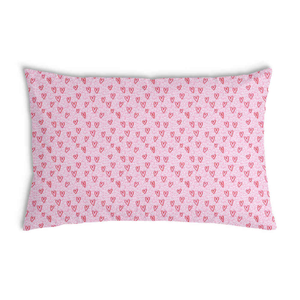 Coussin de santé rose avec des cœurs rouges