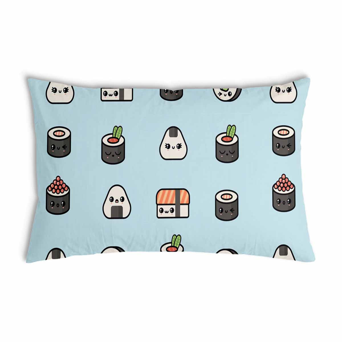 Coussin de santé bleu clair avec sushi