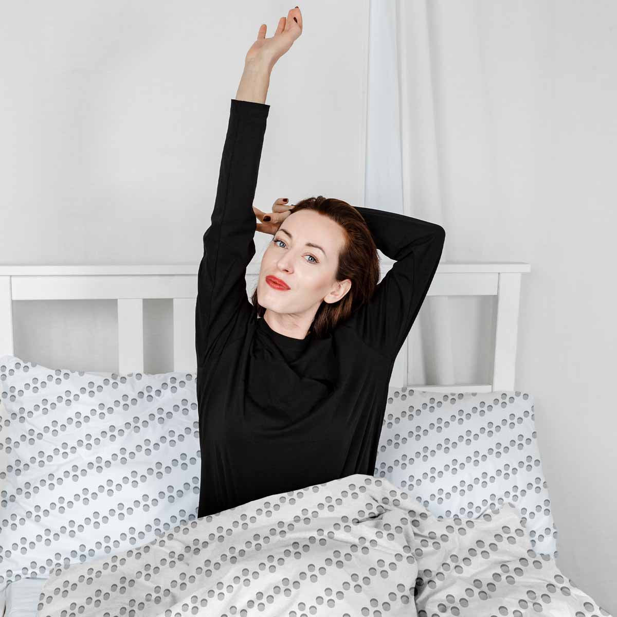 Couette de thérapie Ensemble de literie blanc avec cercles gris