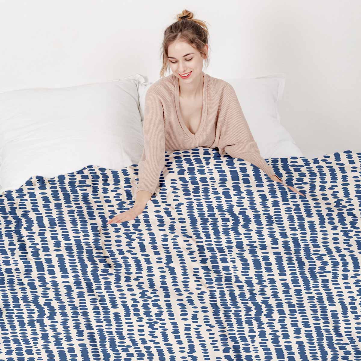 Original Therapiedecke - Ensemble de literie en coton avec pois bleus