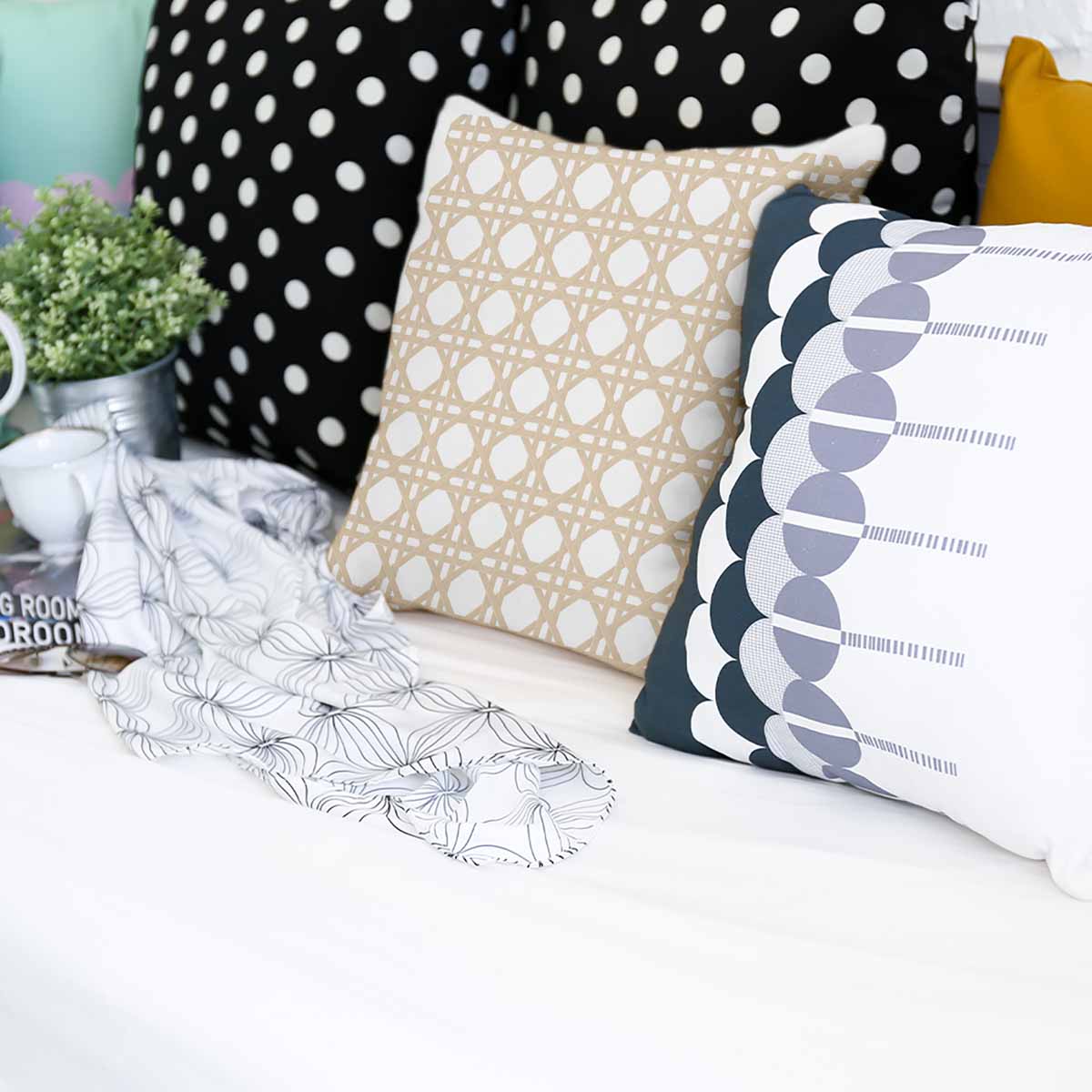 Coussin de santé blanc avec cercles beige