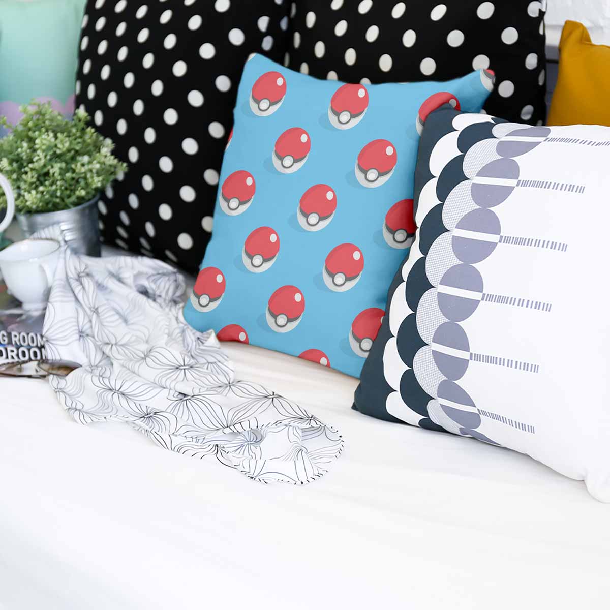Coussin de santé bleu clair avec Pokémon